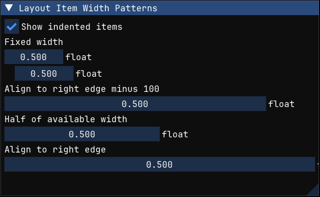 Item width patterns