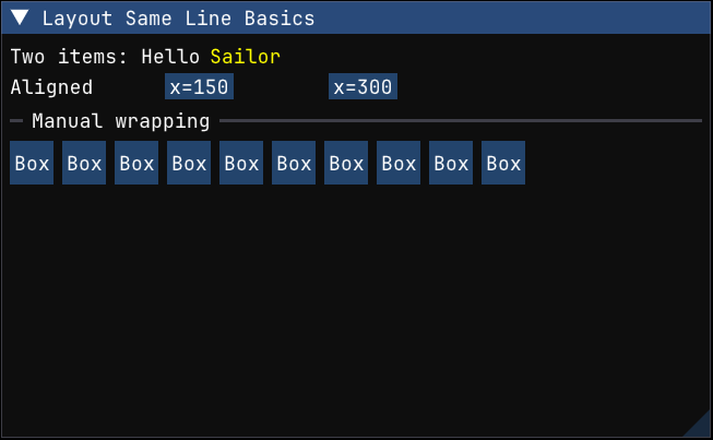 Horizontal layout with same_line()