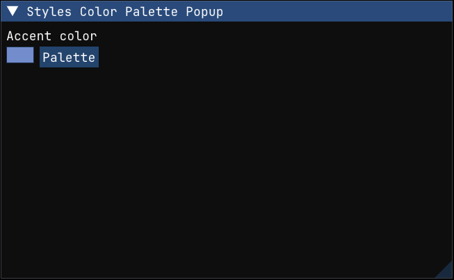 Color palette popup